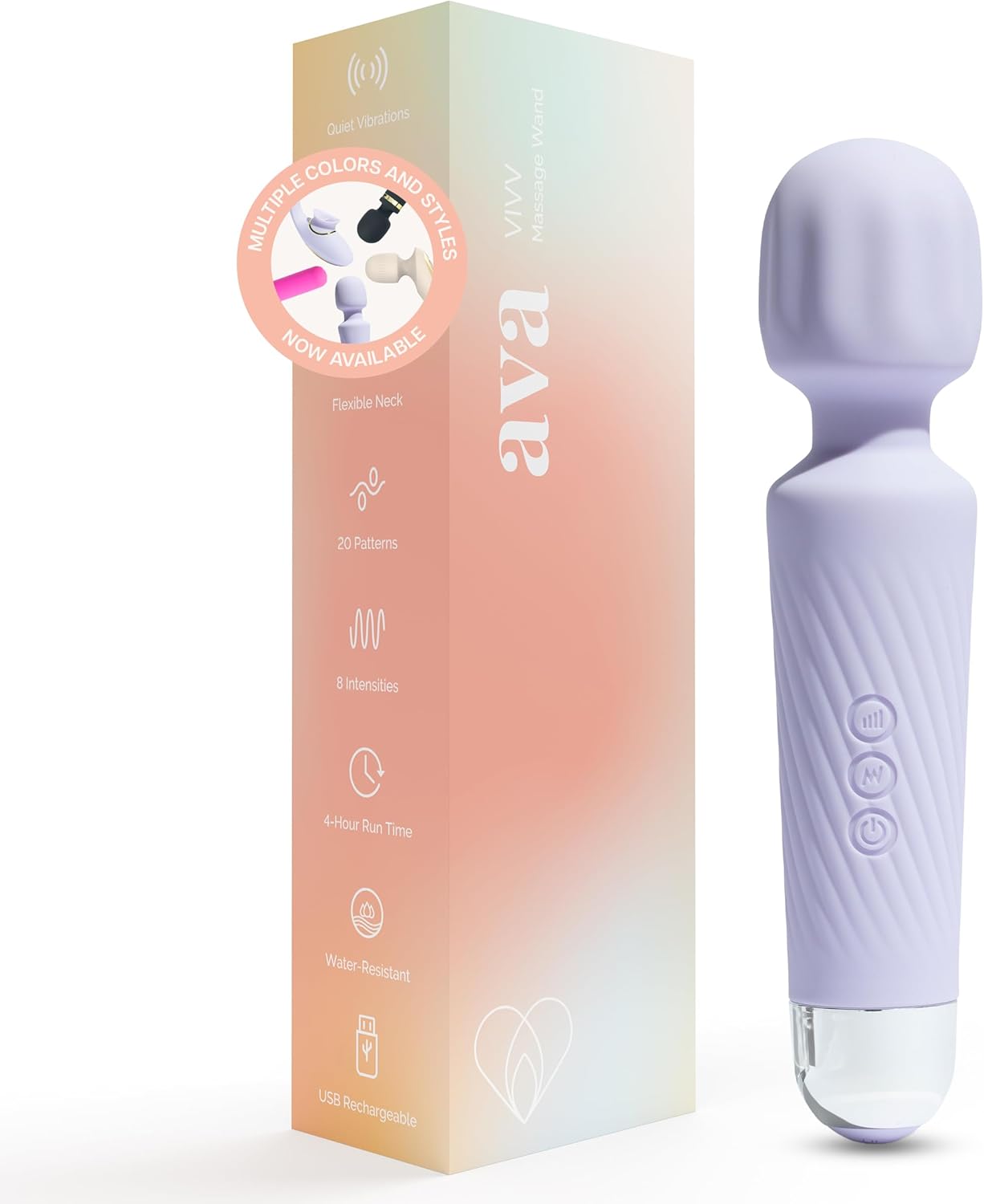 Ava Vibrator Wand Sex Toys [Clit Stimulator Vibrators] Vibrator for Woman | Sex Toy | Gifts for Women | 20 Patterns & 8 Speeds of Pleasure | Quiet & Small | Adult Sex Toys (Purple, Standard)