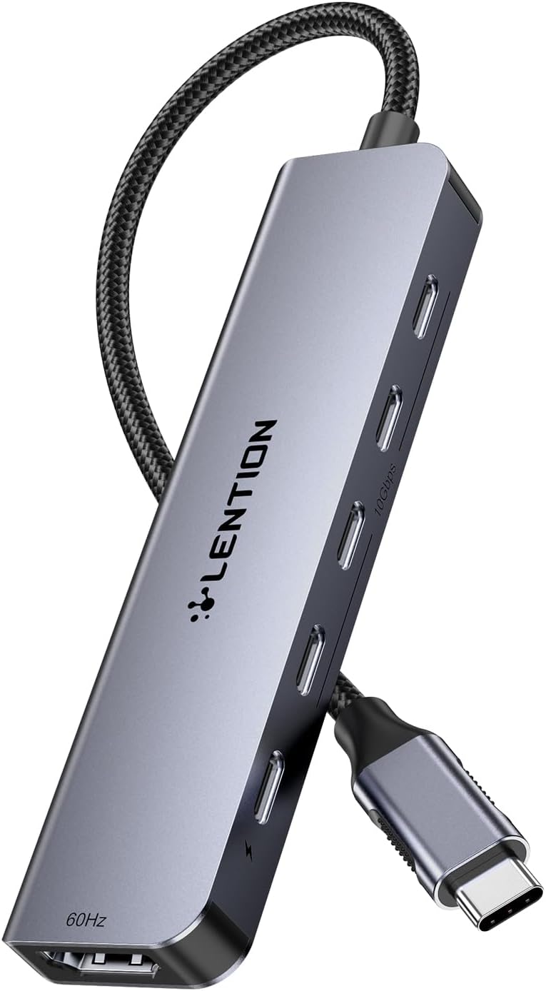 LENTION 6-in-1 USB C Hub Dock with 4K @60HZ HDMI Display, 4 USB-C Ports (USB 3.2 Gen 2, 10 Gbps), PD 100W Charging and for iPhone15 Series, New MacBook Pro, Mac Air, More (CE33, Space Gray)