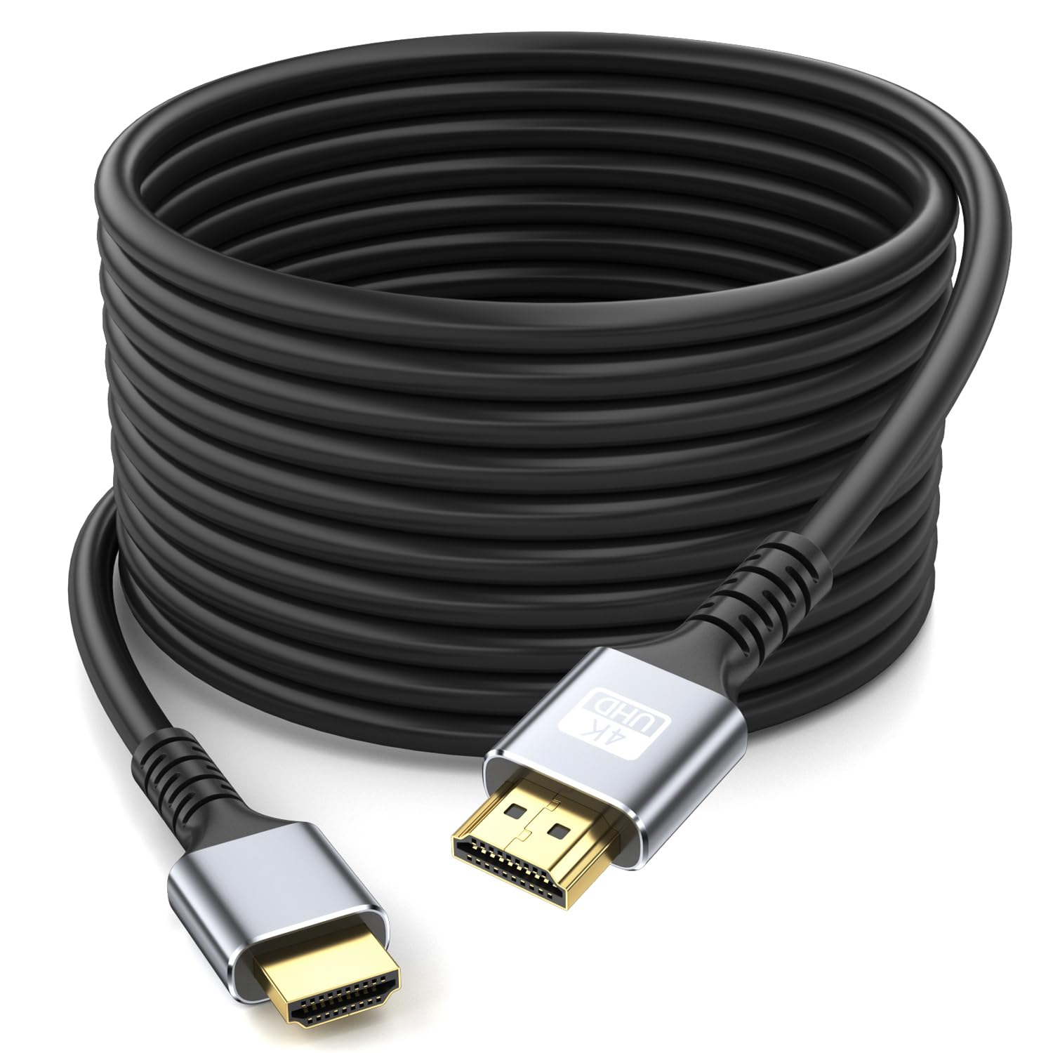 4k Hdmi Cable 50ft Ultra High Speed HDMI 2.0 Cable 4K@60Hz 18gbps Gold Plated Connector 3D ARC Ethernet HDMI Cord for HDTV Monitor Laptop Roku TV Xbox PS4/PS5(Silvery)