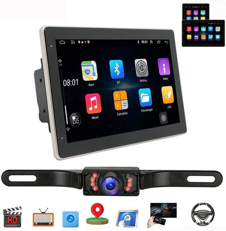 Car Audio Android Auto Screen Touch Screen Car Stereo Car Multimedia Player Portable Car Stereo Car Play Radio Double DIN Rotatable 10in Car Stereo Radio Touch Screen GPS Wifi 32GB Android 13