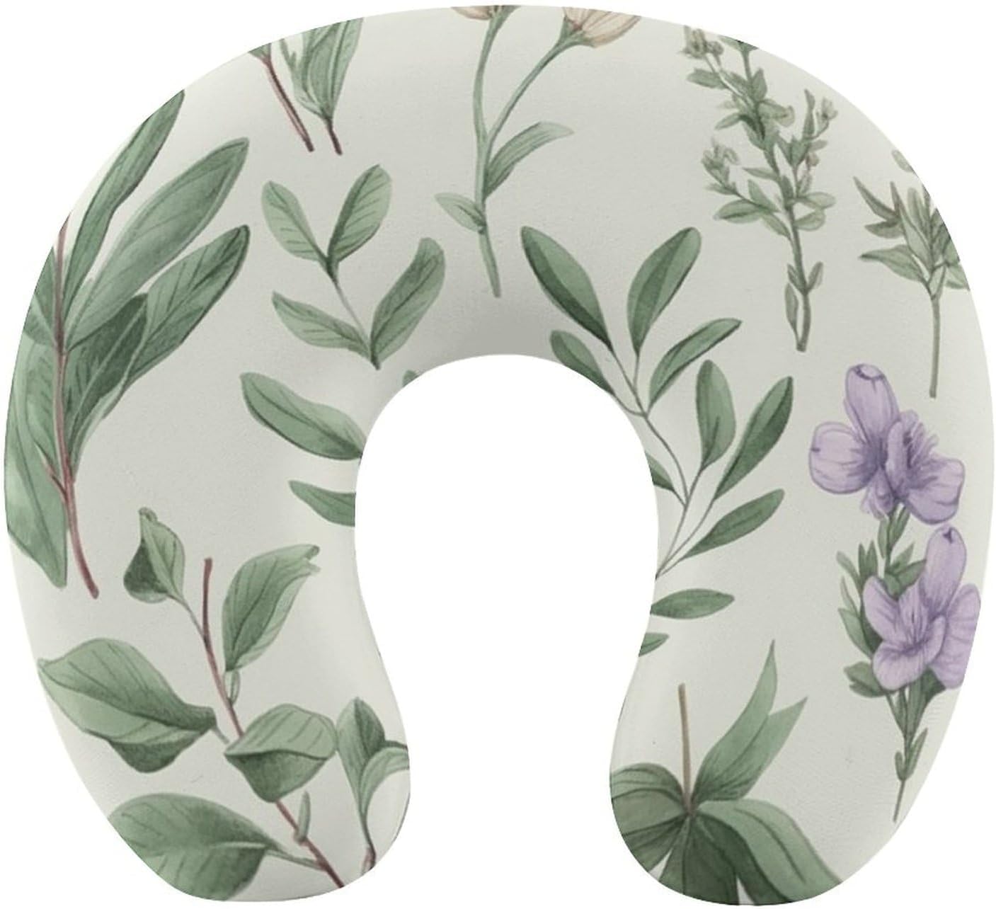 Travel Pillow Green Leaves and Branches Printed Portable Neck Support Pillow Head Neck Support Travel Pillow for Planes, Trains, Self-Driving Cars