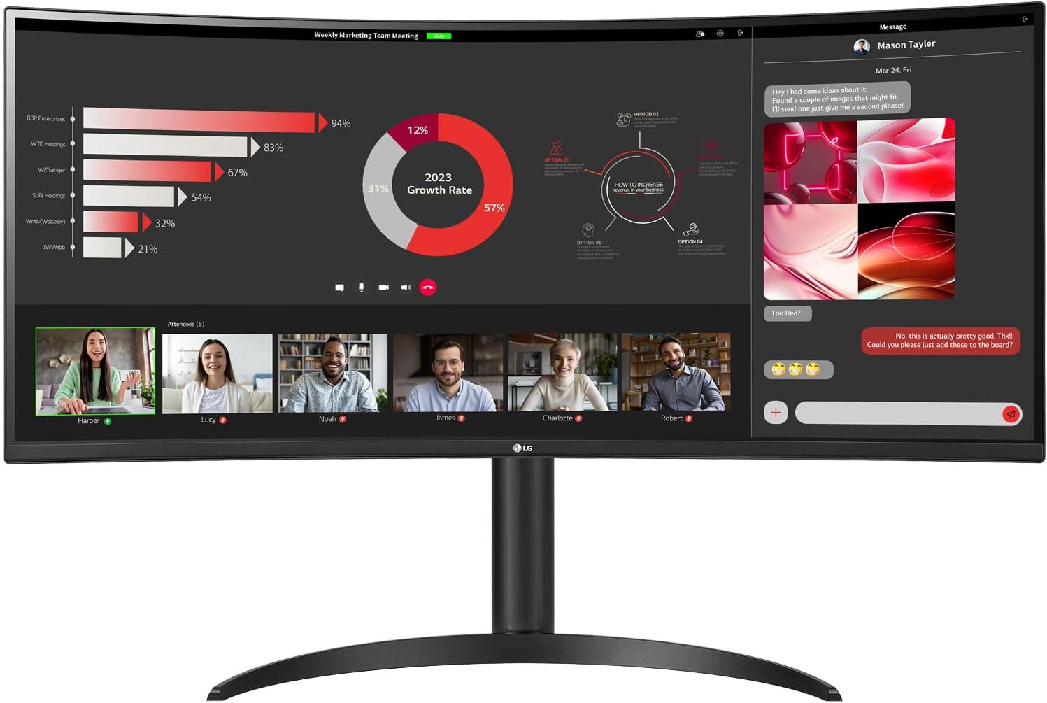 LG 34WR55QC-B 34″ Curved UltraWide WQHD HDR 10 100Hz Monitor with USB Type-C, 3440×1440 Curved Display, 100Hz Refresh Rate, AMD FreeSync, Borderless Design