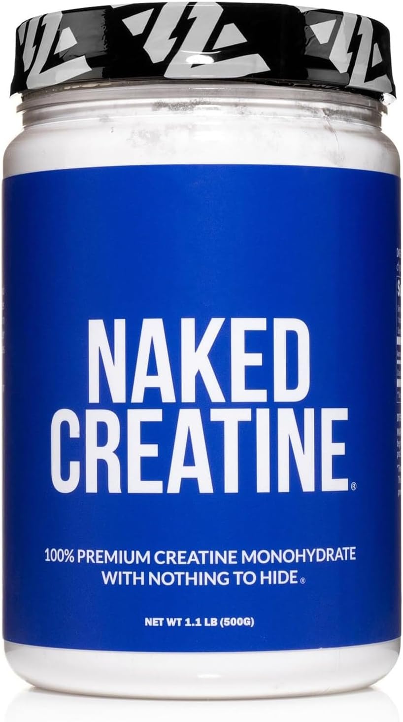 Naked Pure Micronized Creatine Monohydrate – 100 Servings – 500 Grams, 1.1Lb Bulk, Vegan, Non-GMO, Gluten Free, Soy Free. Aid Strength Gains, No Artificial Ingredients Creatine