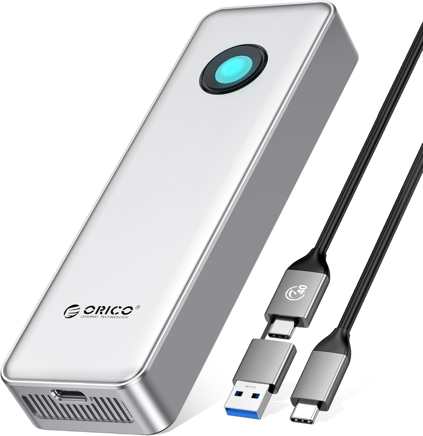 ORICO 2TB Portable SSD for 3700MB/s, RGB External Solid State Drive with 40Gbps 2 in 1 USB C Cable, Built-in Cooling Fan, Compatible with Thunderbolt 4/3, USB 4.0, PSSD – R3700