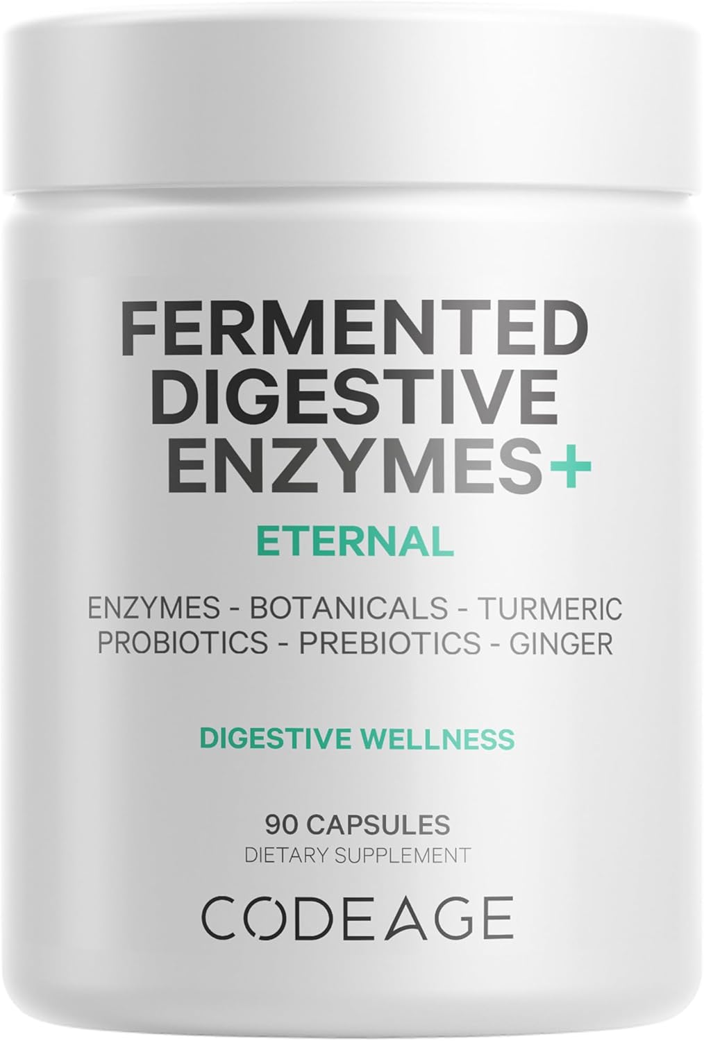 Codeage Fermented Digestive Enzymes Supplement 3-Month Supply – 14 Digestive Enzymes, Probiotics, Prebiotics, Fermented Botanicals, Plant-Based Multi Pancreatic Enzymes – 1 Capsule a Day – 90 Capsules