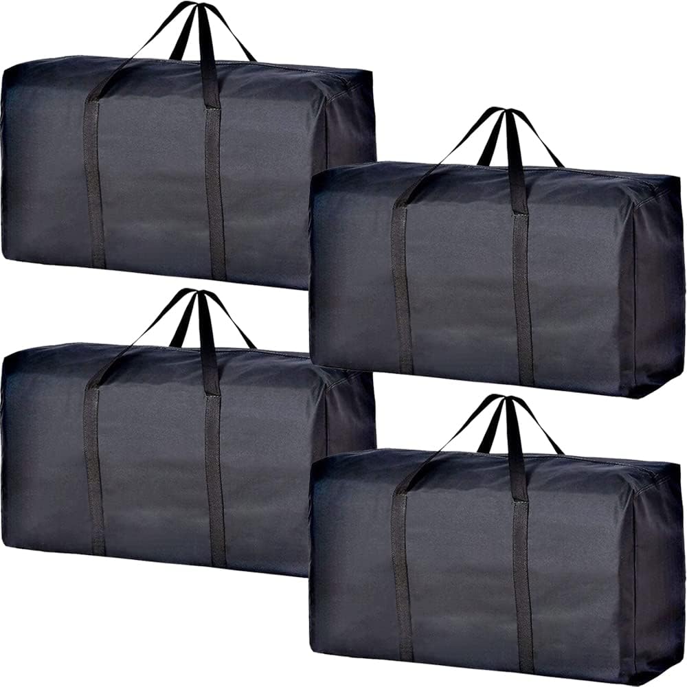 Extra Large Moving Bags with Strong Zippers & Carrying Handles, Storage Bags Storage Totes for Clothes, Moving Supplies, Space Saving, Oversized Storage Bag Organizer for Moving, Traveling (4 Pack)