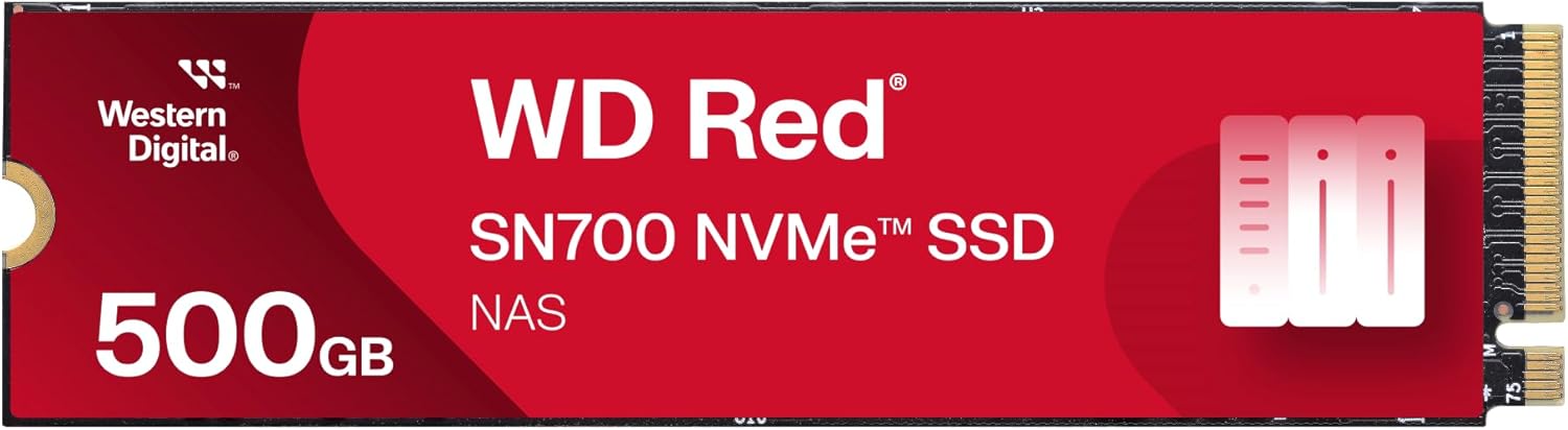 Western Digital 500GB WD Red SN700 NVMe Internal Solid State Drive SSD for NAS Devices – Gen3 PCIe, M.2 2280, Up to 3,430 MB/s – WDS500G1R0C