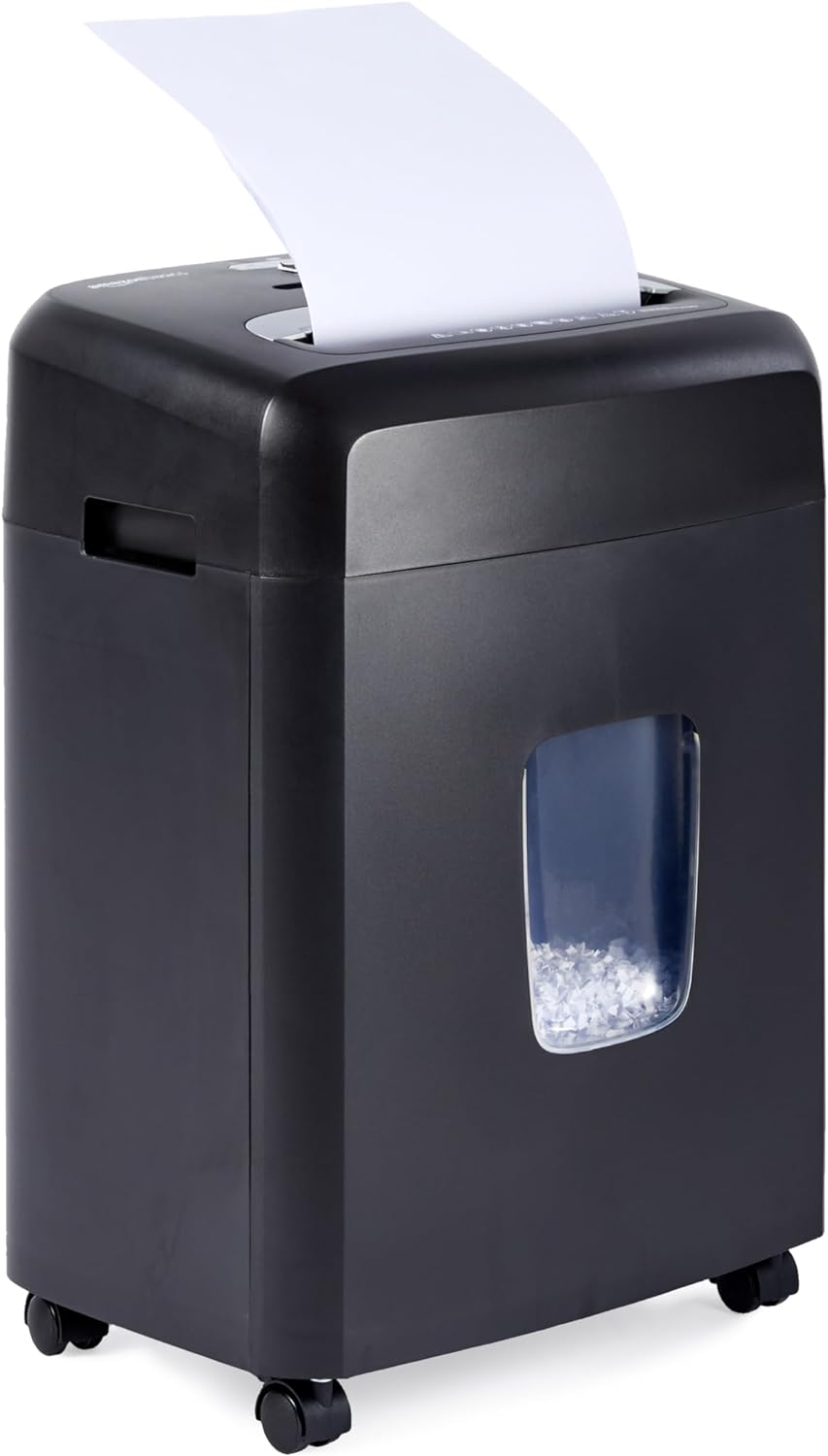 Amazon Basics 12 Sheet (new model) Micro Cut Paper and Credit Card CD Shredder With 6 Gallon Bin, Black