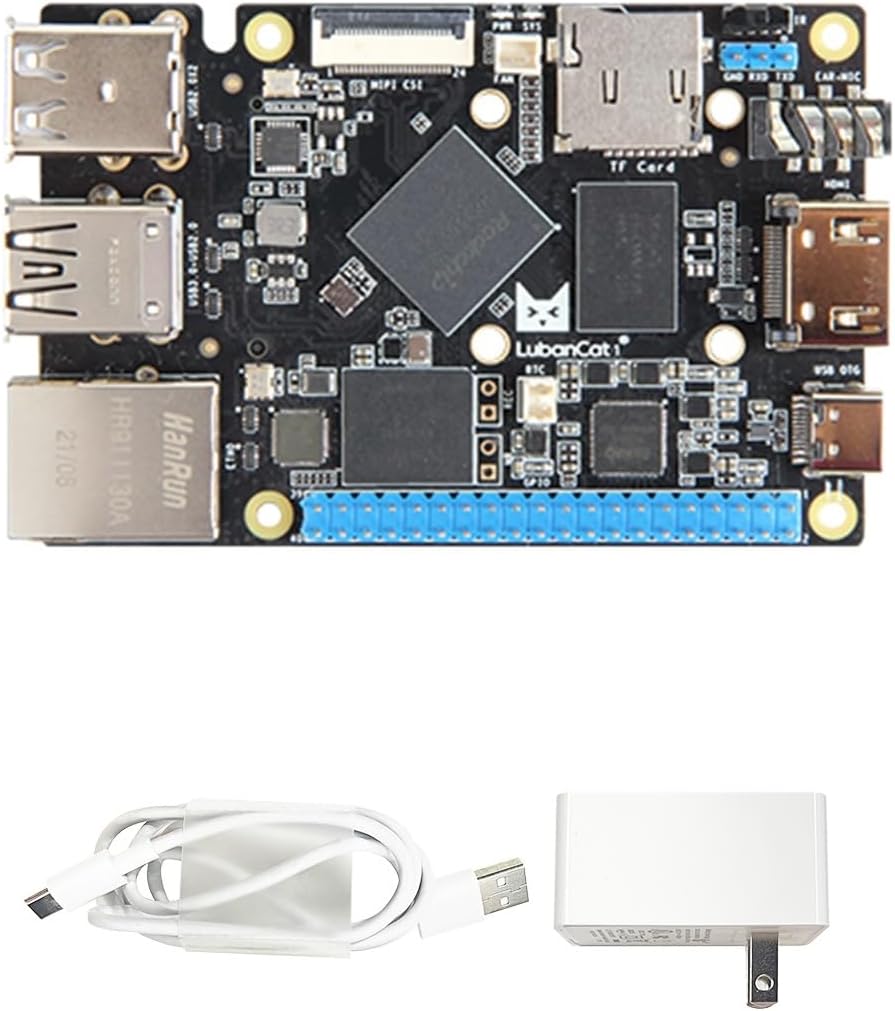 youyeetoo LubanCat 1 Singal Board Computer – Like Raspberry Pi Form Factor – Onboard GbE x1,HDMI 2.0, Mini PCIe Support WiFi,4G LTE – Android Debian Ubuntu for AIoT Robotic – 4GB RAM&32GB EMMC