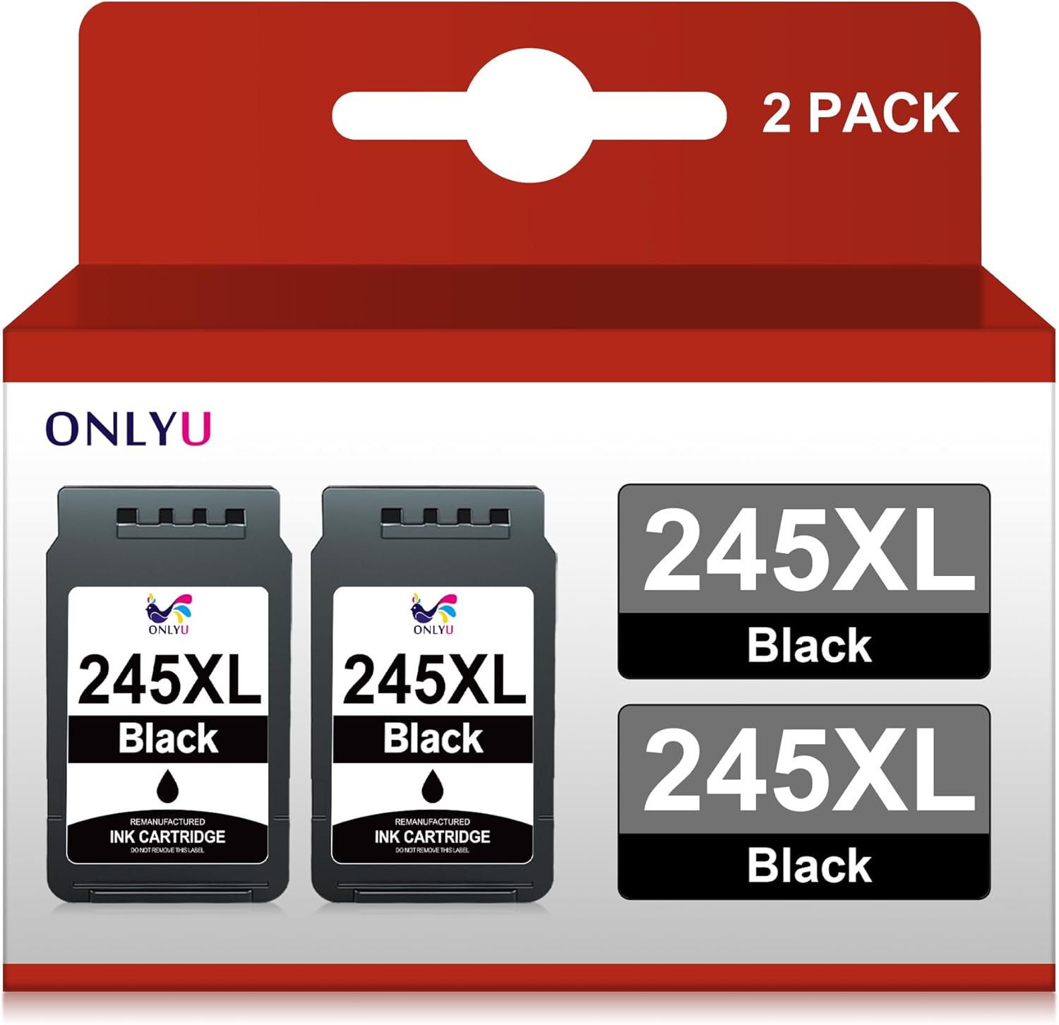 ONLYU Compatible 245XL Ink Cartridges Combo Pack Replacement for Canon PG 245XL PG243 for PIXMA MX492 MX490 MG2522 MG2922 MG2520 MG2920 TS3100 TS3122 TS3300 TR4520 TR4522 IP2820 Printer 2 Black