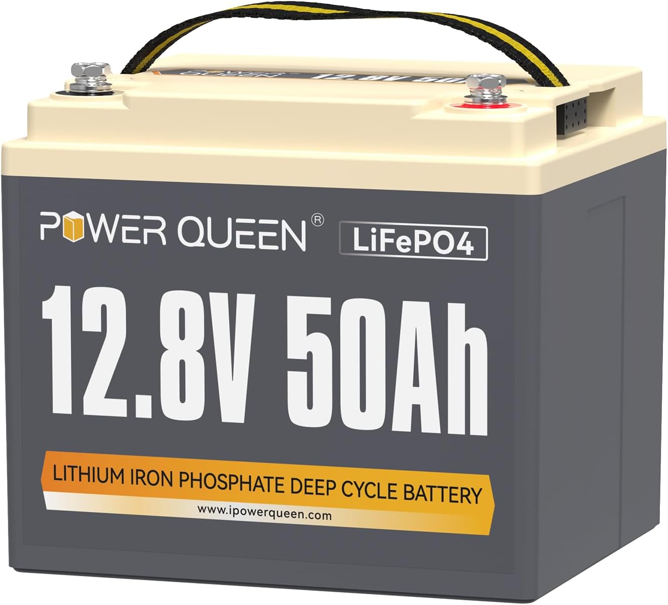 Power Queen 12.8V 50Ah LiFePO4 Battery Upgrade, Grade A Lithium Battery Cells with 50A BMS, Up to 15000 Cycles, Portable & Lightweight for Trolling Motor, Boat, Scooter, Wheelchair