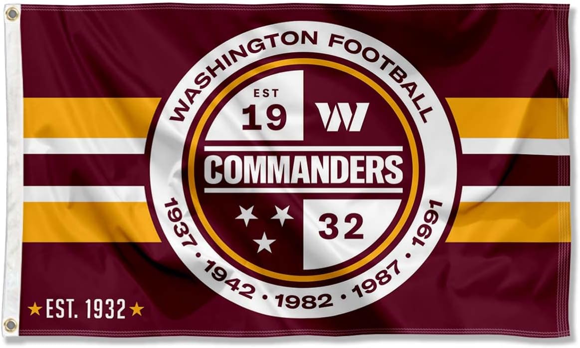 WinCraft Washington Commanders Patch Button Circle Logo Flag 3×5 Banner