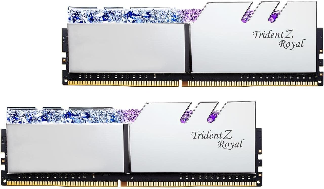 G.SKILL Trident Z Royal Series (Intel XMP) DDR4 RAM 32GB (2x16GB) 4000MT/s CL18-22-22-42 1.40V Desktop Computer Memory UDIMM – Silver (F4-4000C18D-32GTRS)