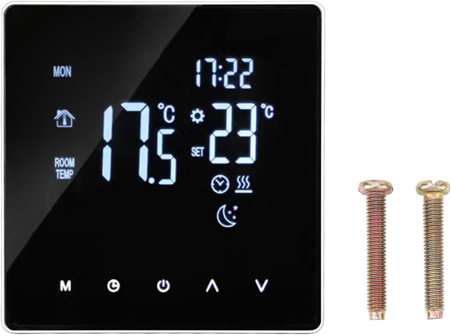 Touchscreen Programmable Thermostat Remote Control, LCD Display, Intelligent Timer Support, 7-Day for Home, Office with Dual Temperature Display (3A with Linkage)