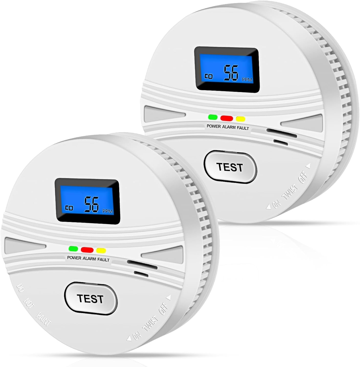 2 Pack Smoke and Carbon Monoxide Detector,Smoke Detector Carbon Monoxide Detector Combo with Batteries,Fire Alarm Smoke Detector with Test Button and Digital Display