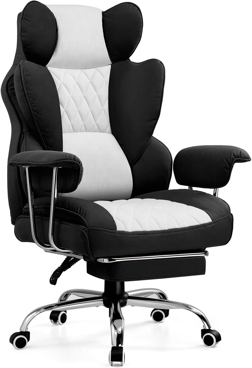 COMHOMA Big and Tall Gaming Chair with Pocket Spring Lumbar Support, Ergonomic Office Chair with Footrest, Executive Desk Chair with Outward Fixed Soft Armrests, Computer Chair with High Back, BG