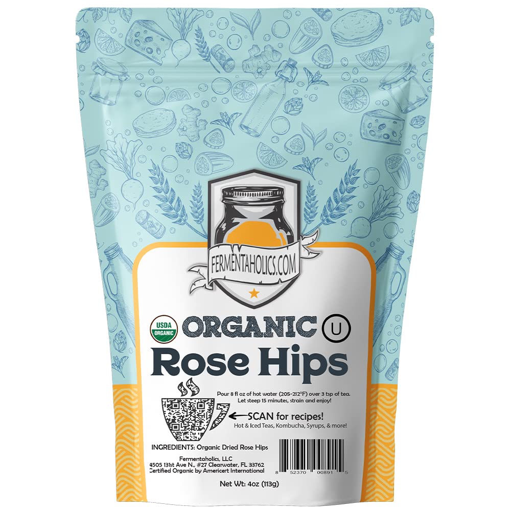 Fermentaholics USDA Certified Organic Dried Rose Hips – Perfect For Kombucha Brewing