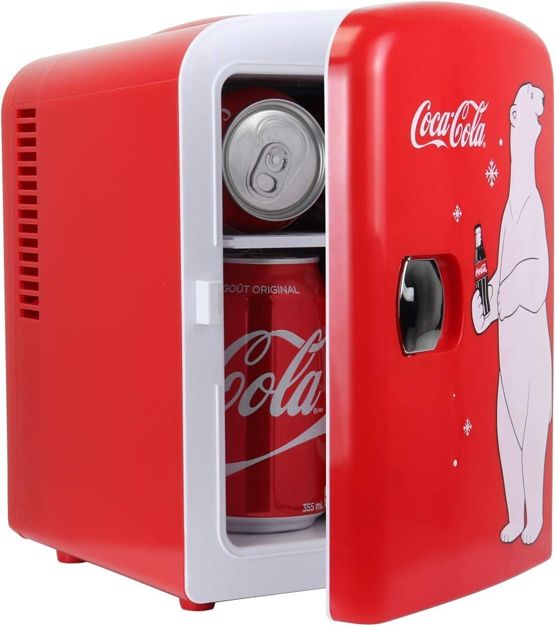 Coca Cola Polar Bear Mini Fridge Compact and Cute Refrigerator for Bedroom Office Dorm Travel Skincare Snacks and Drinks Small Portable Fridge with Adorable Polar Bear Design Perfect for Any Space