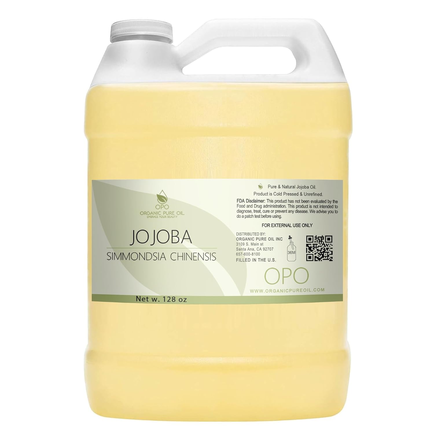 Golden Jojoba Oil – 100% Pure Cold Pressed, Non-GMO, Premium Cosmetic Grade Bulk 128 oz – 1 Gallon Hohoba Carrier Oil for DIY, Formulations, Essential Oils, Cleansing, Moisturizer for Face, Hair, Body, by Organic Pure Oil