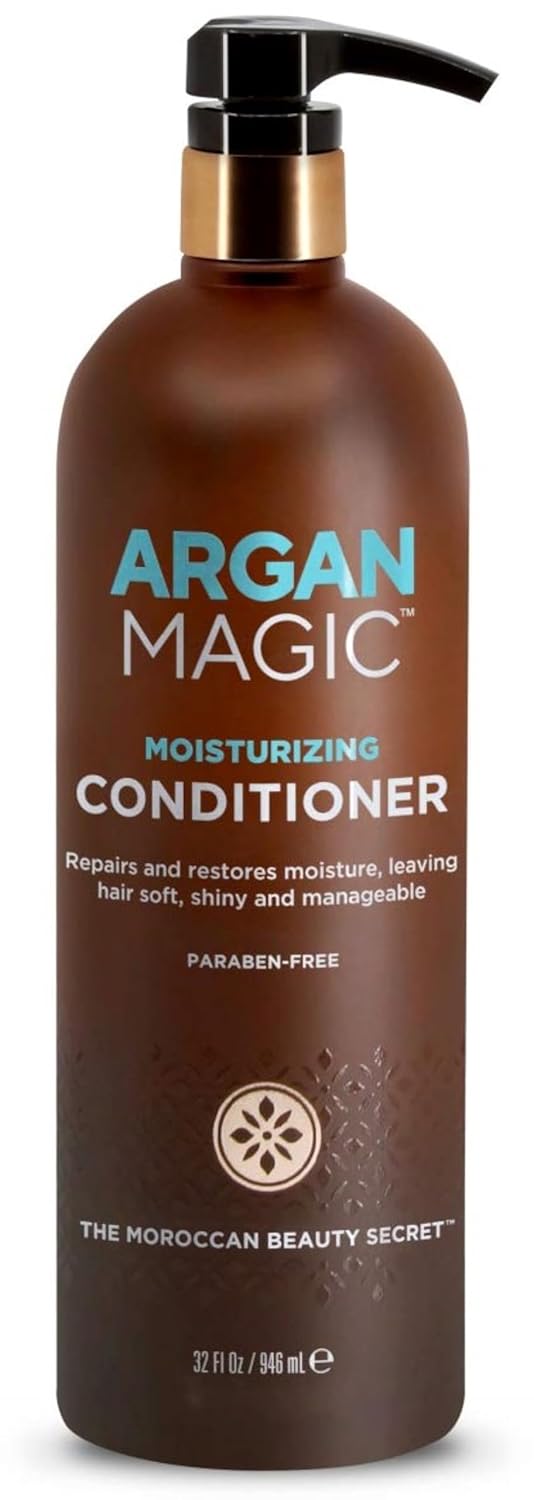 Argan Magic Moisturizing Conditioner – Detangle, Hydrate, and Repair Dry and Chemically-Damaged Hair Types | Nutrient-Rich | Made in the USA, Paraben Free, Cruelty Free (32 oz)