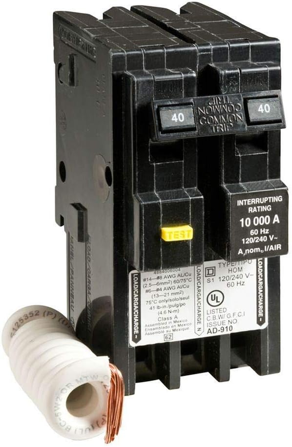 SCHNEIDER ELECTRIC 120/240-Volt 40-Amp HOM240GFI Miniature Circuit Breaker 120/240V 40A