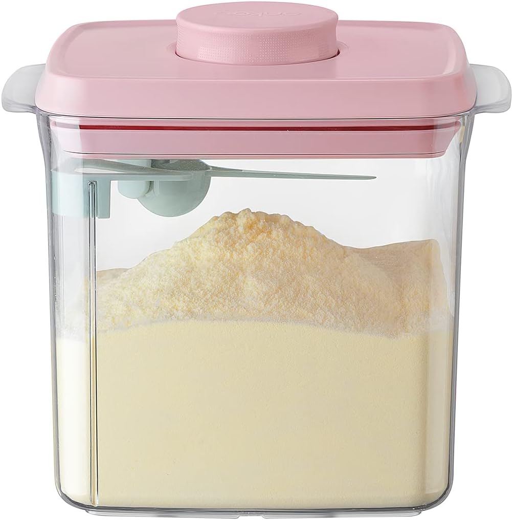 Ankou Formula Container – 1700ml Airtight Formula Dispenser One Button Handy Milk Powder Container BPA-Free Storage Containers with Scoop and Scraper Transparent 730g