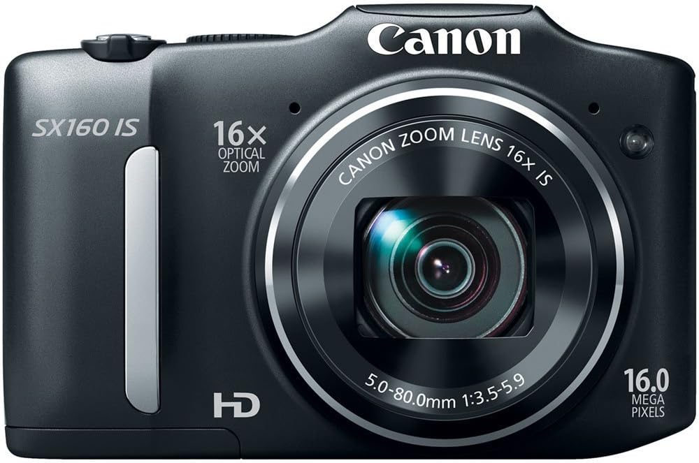 Canon PowerShot SX160 is 16.0 MP Digital Camera with 16x Wide-Angle Optical Image Stabilized Zoom with 3.0-Inch LCD (Black) (Renewed)