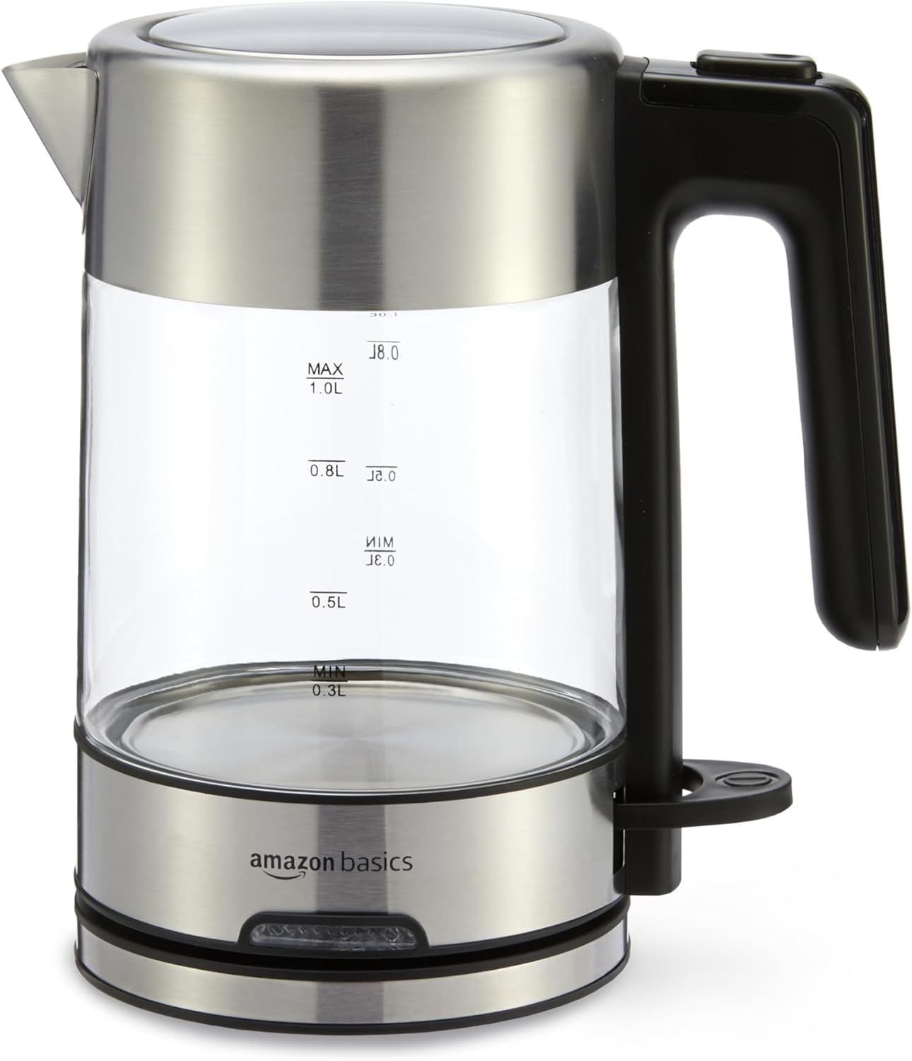 Amazon Basics Glass Carafe Electric Hot Water Kettle, 1.1 Quarts (1.0L), 1500W, BPA-Free