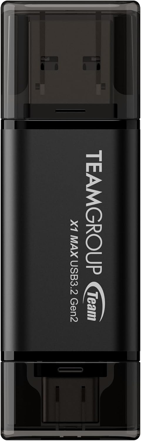 TEAMGROUP X1 MAX 1TB USB 3.2 1000MB/s Gen 2 Type A & Type C (3.1/3.0) OTG Dual Interface USB Flash Drive Data Storage Memory Stick Compatible with Smartphone/Tablet/Laptop/PC/MacBook TX1MAX31TBB01