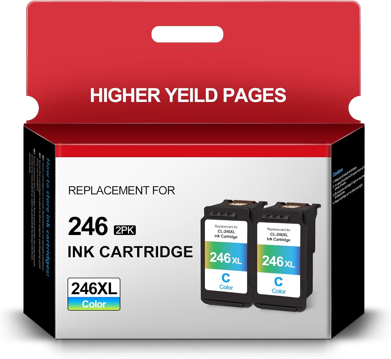 246XL Tri-Color Ink Cartridge Remanufactured for Canon CL-246XL 246 CL246 XL Color 2 Pack for PIXMA MX490 MX492 MG2522 TS3100 TS3122 TR4500 TR4520 TR4522 TS3300 TS3322 TS3320 Printer (2-Color)