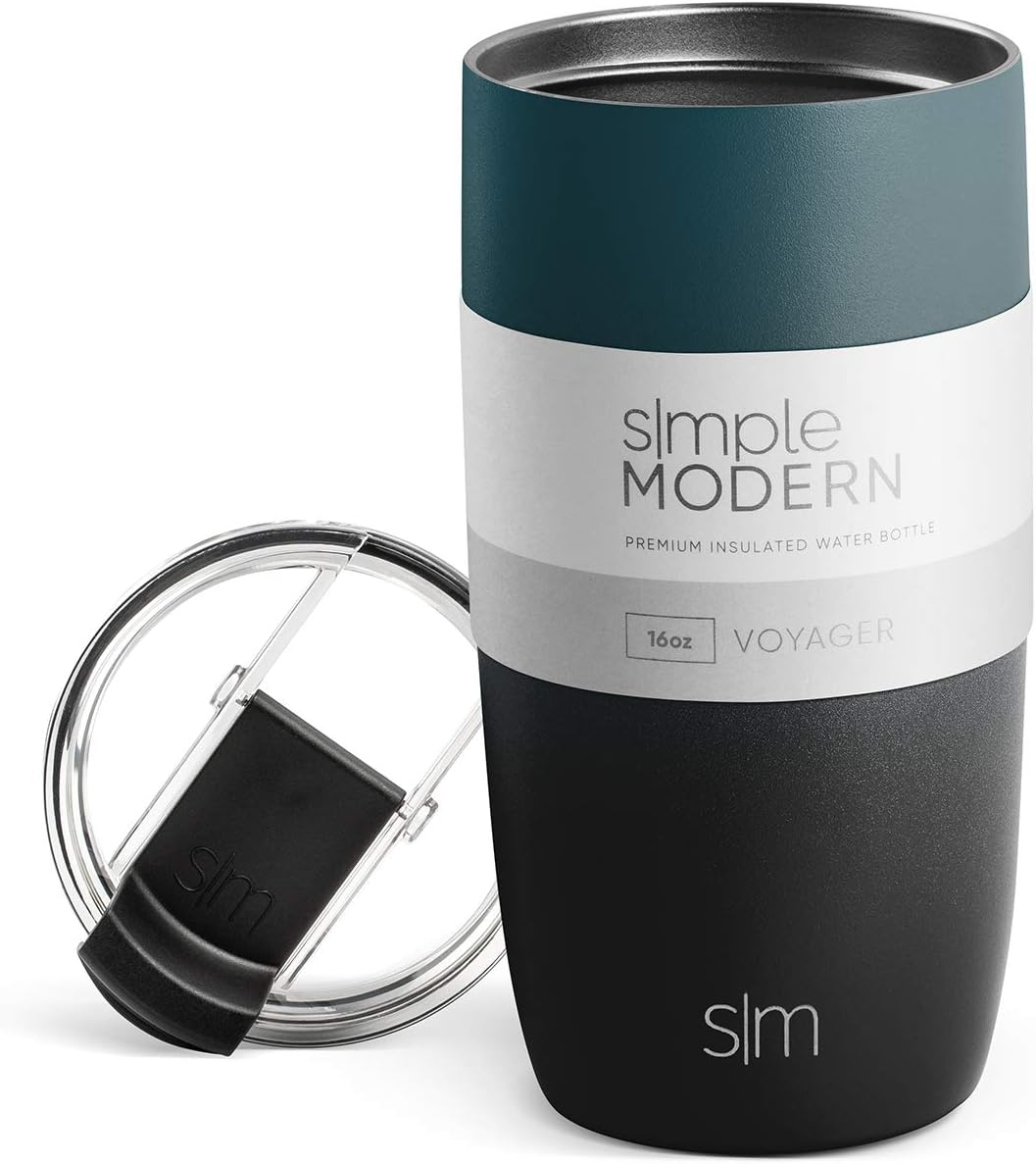 Simple Modern Travel Coffee Mug Tumbler with Flip Lid | Reusable Insulated Stainless Steel Cold Brew Iced Coffee Cup Thermos | Gifts for Women Men Him Her | Voyager Collection | 16oz | Moonlight