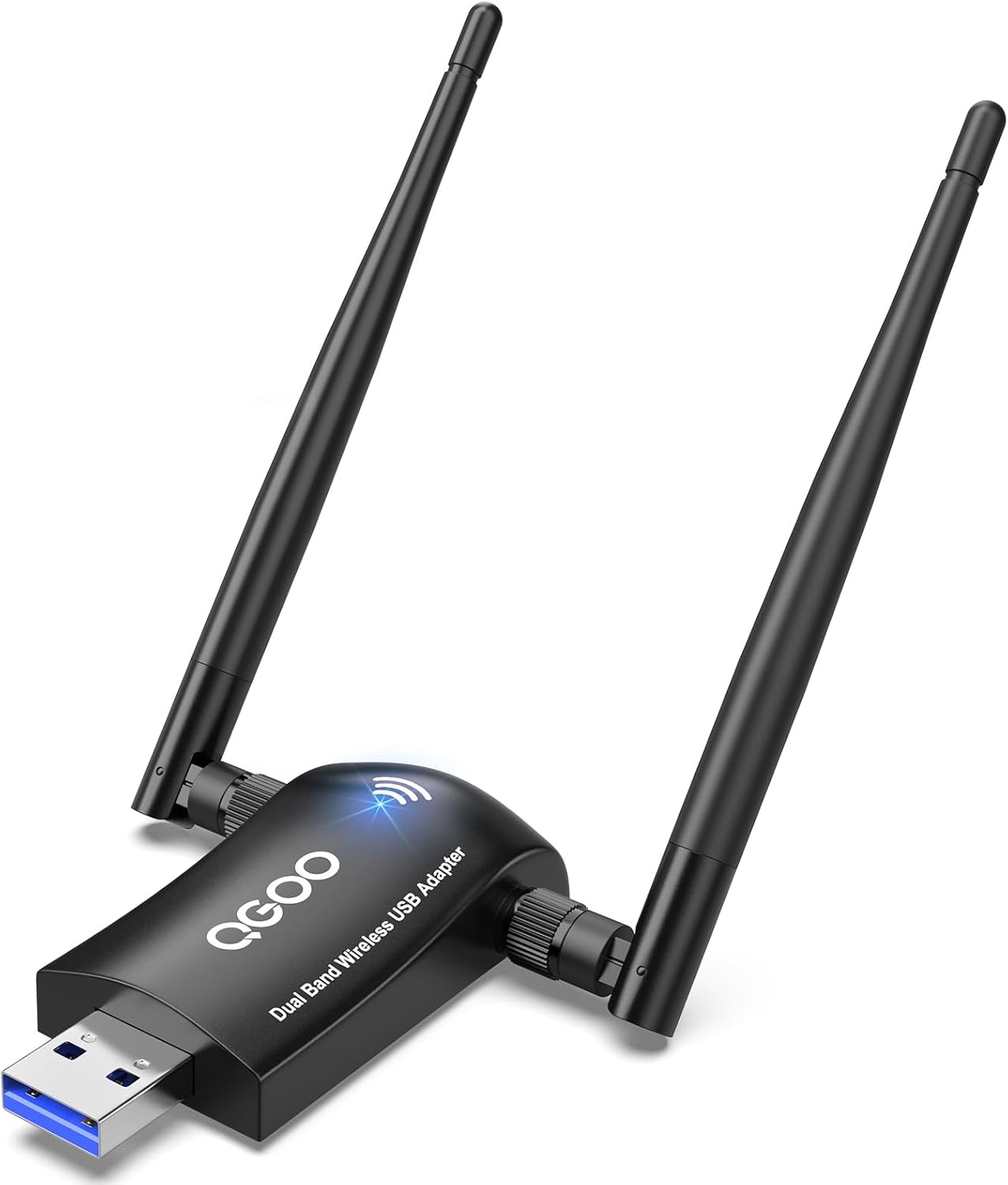 Wireless WiFi Adapter for Desktop PC – QGOO AC1300Mbps USB 3.0 Network Dongle with 5dBi High Gain Dual Antennas, Dual Band 2.4G/400Mbps 5G/867Mbps for Laptop Computer Compatible Windows11/10/8/7