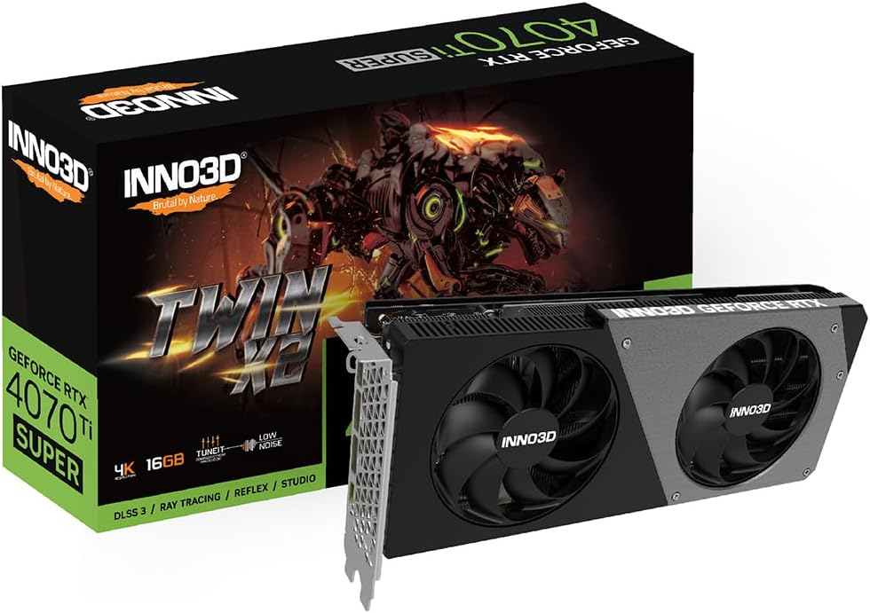 INNO3D nVidia GeForce RTX 4070 Ti Super Twin X2 16GB GDDR6X, 2610MHz Boost Clock, RAM 21Gbps, 3xDP, 1xHDMI, 250x118x42mm