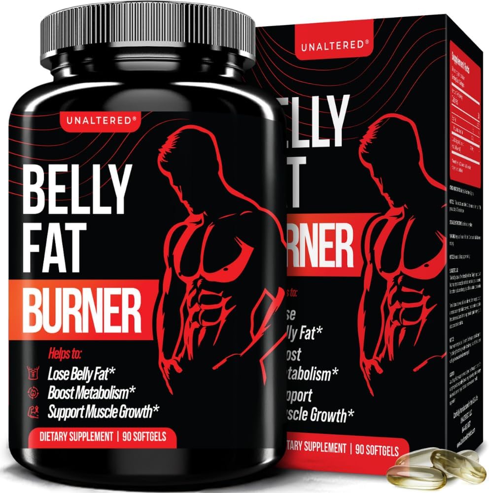 UNALTERED Belly Fat Burner for Men – Natural Weight Loss Pills to Support Reduced Body Fat, Preservation of Lean Muscle Mass, and a Healthy Metabolism – CLA Dietary Supplement – 90 Softgel Capsules