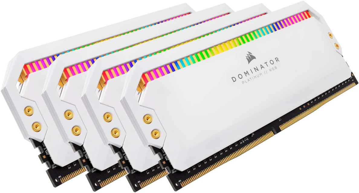 Corsair Dominator Platinum RGB 32GB (4x8GB) DDR4 3200 (PC4-25600) C16 1.35V Desktop Memory – White