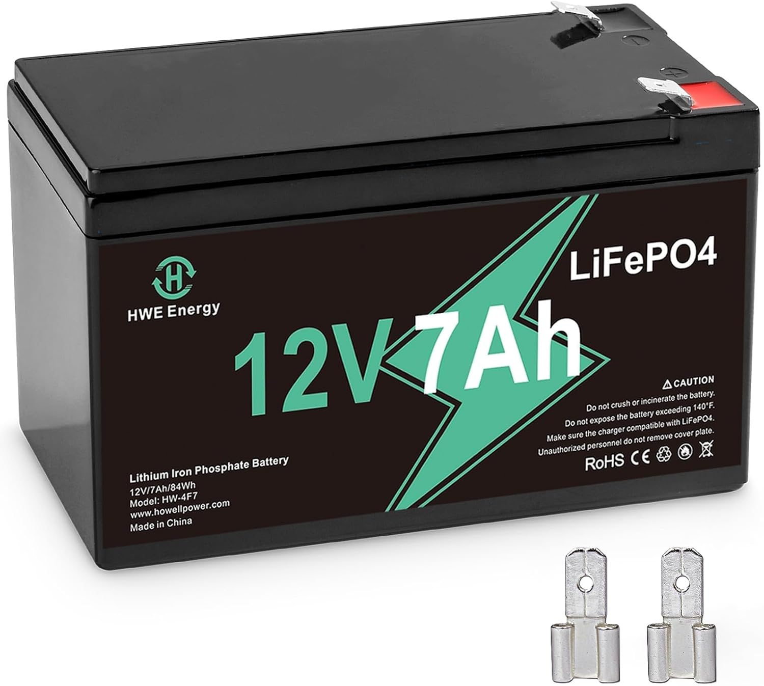 12V 7Ah Battery, 4000+ Deep Cycles Rechargeable LiFePO4 Battery with Smart 15A BMS, Lithium Iron Phosphate Battery for Fish Finder, Alarm System, Lighting, Small UPS, Solar, Ride on Toys