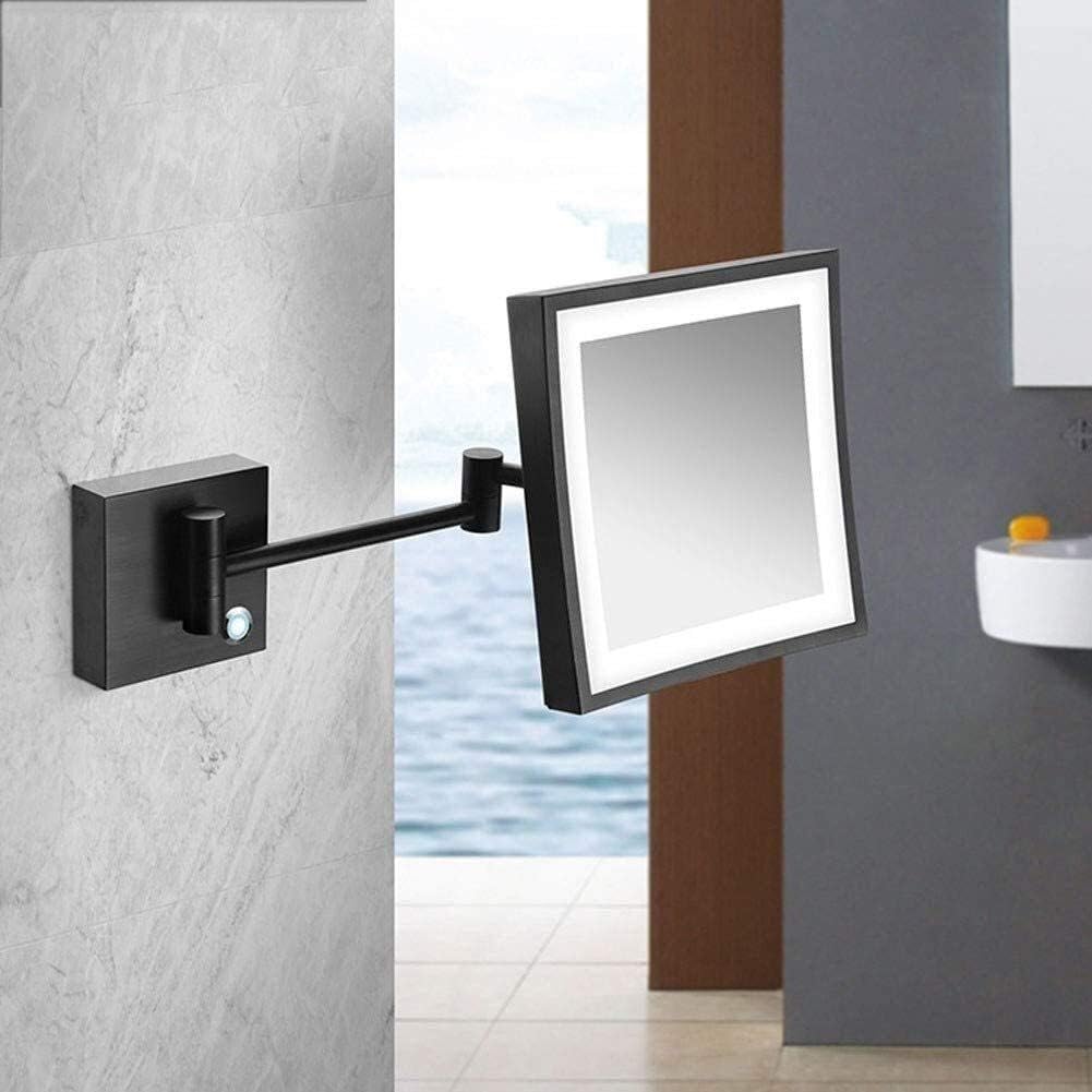 Makeup Mirrors Wall Mounted Make-up Mirror, Bathroom Mirror, Wall-Mounted/LED Lighting/Touch Screen/Non-Rusty/Rotatable/Anti-Corrosion / 3 Times Magnification (Color : B)