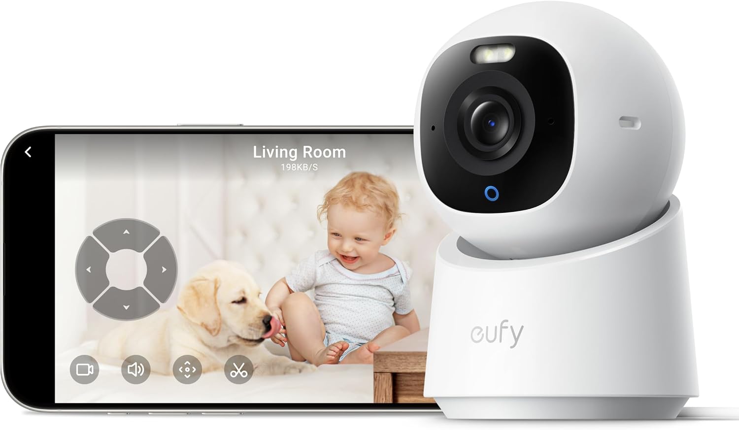 eufy Indoor Cam E30, Latest Generation, 4K UHD Security Camera, Pet/Dog/Baby Camera with Phone app, Color Night Vision, Human/Pet Auto Tracking, 360 Pan-Tilt, Works with Homekit