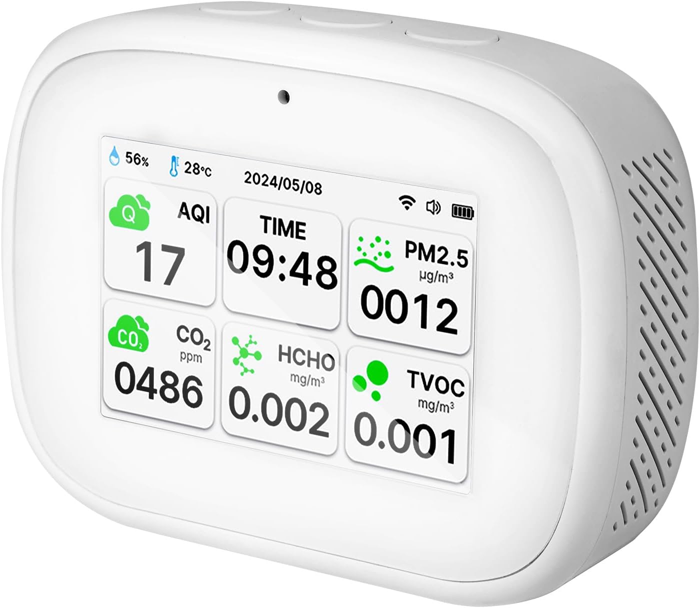 10-in-1 Air Quality Monitor Indoor, Smart Air Quality Tester for AQI CO2 TVOC PM1.0 PM2.5 PM10 HCHO TVOC, Temperature & Humidity with Mobile APP, WiFi, Alerts & Notifications,Home Office Air Test Kits