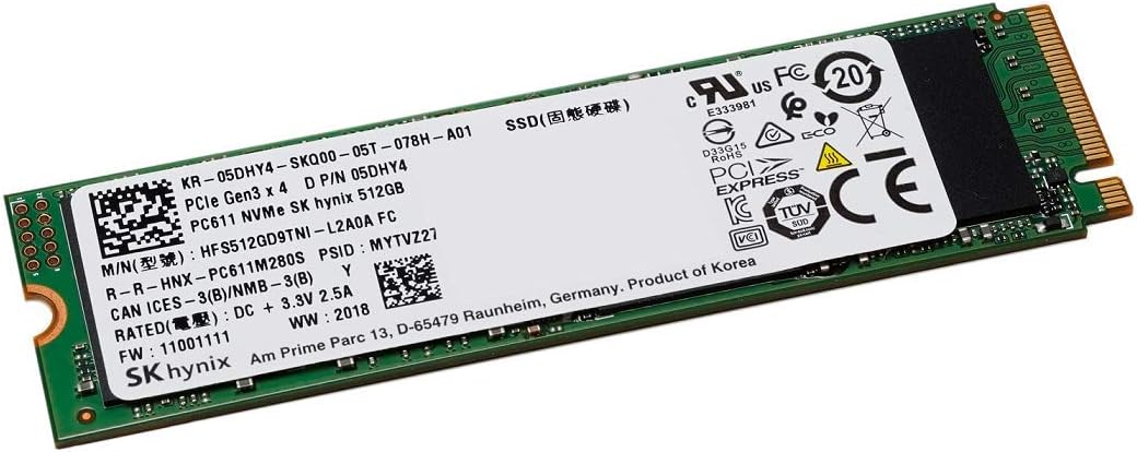 Hynix 512GB PC401 NVMe SSD HFS512GD9TNG HFS512GD9TNGTNI PCIe Gen 3 4-Lane XMW6J for XPS 13 XPS 15 Asus Laptop Lenovo C940 Thinkbad X1 Carbon Spectre x360