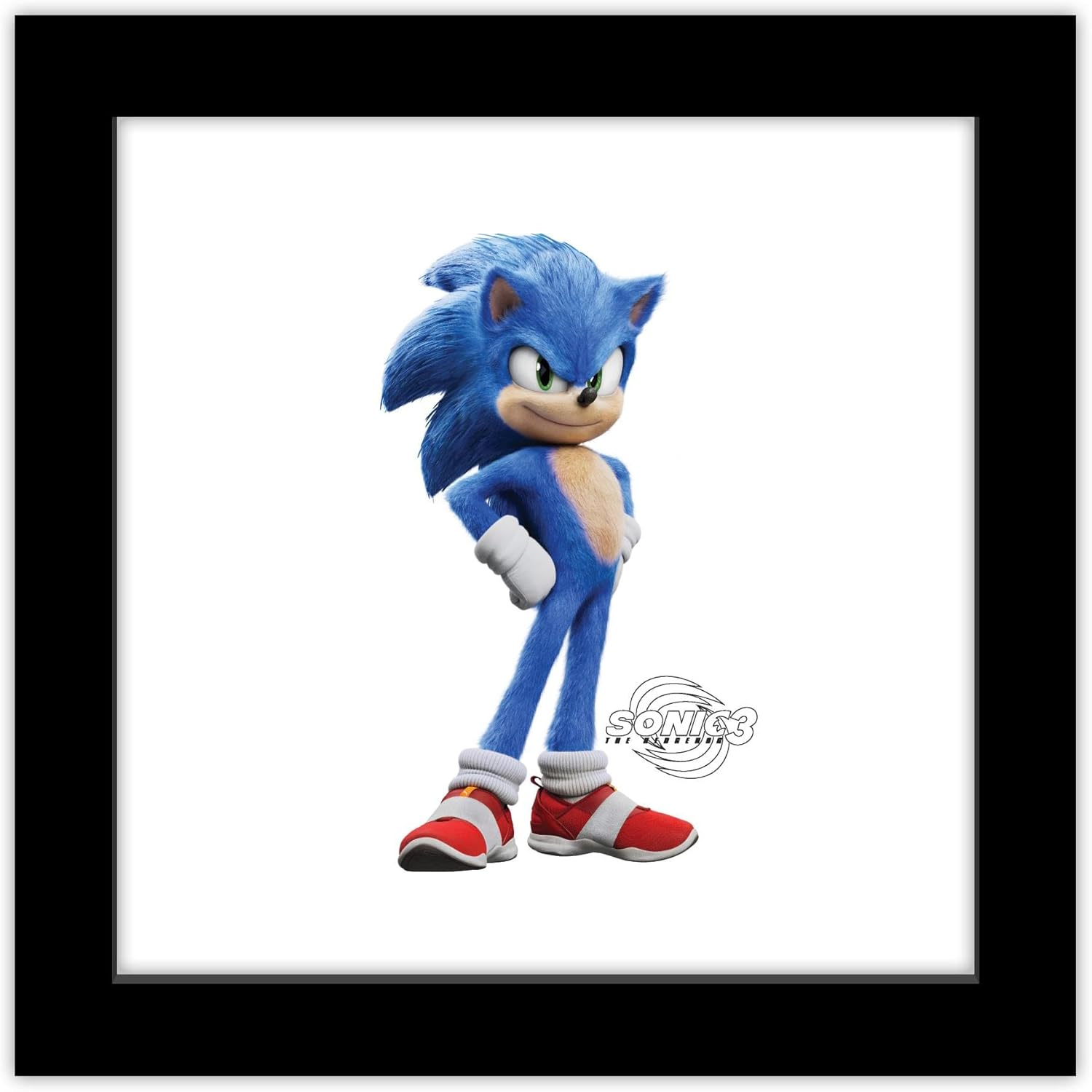 Trends International Gallery Pops Sonic the Hedgehog 3 – Sonic Character Wall Art, 12″ x 12″ Gallery Pops Wall Art, Black Framed Version