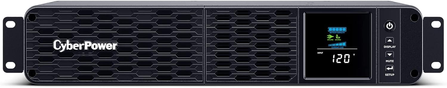 CyberPower CP1500PFCRM2U PFC Sinewave UPS System, 1500VA/1000W, 8 Outlets, AVR, Short Depth 2U Rackmount