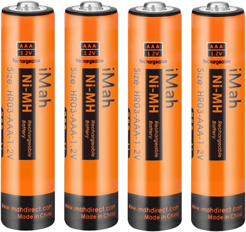 iMah 4-Pack 1.2V 750mAh Ni-MH AAA Rechargeable Battery for Panasonic Cordless Phones Also Compatible with BK40AAABU HHR-55AAABU HHR-65AAABU HHR-75AAA/B HHR-4DPA/4B BK30AAABU BT205662 and Solar Lights