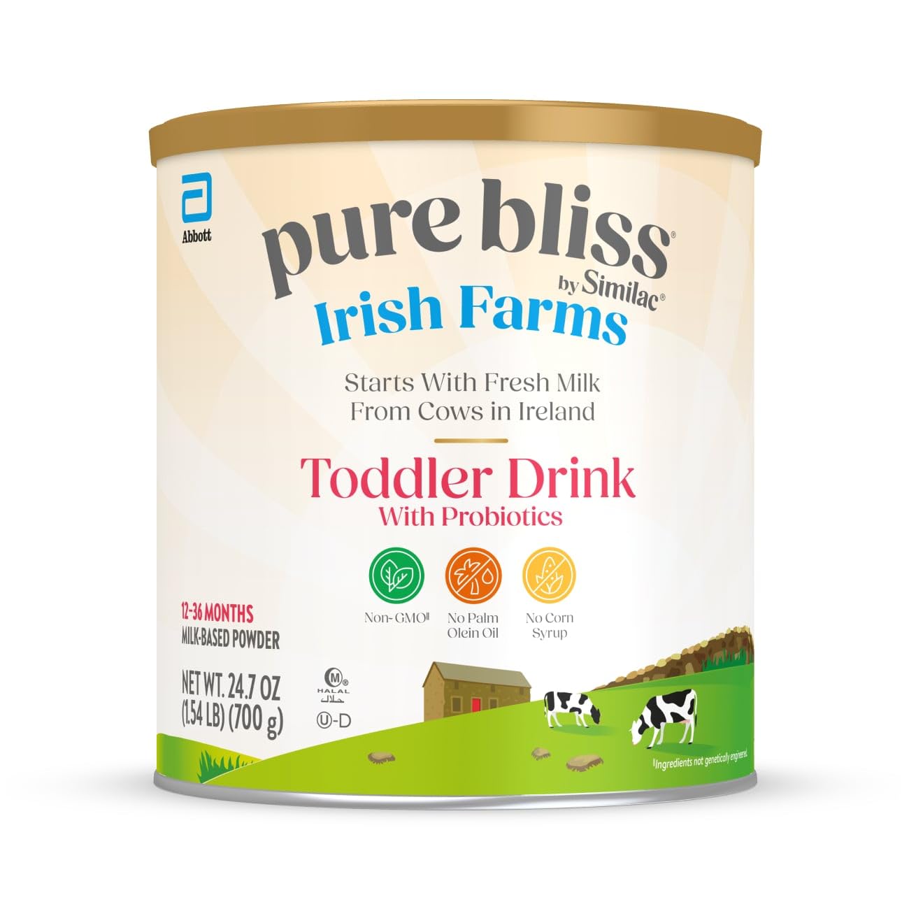 Pure Bliss by Similac Irish Farms Toddler Drink,* Easy to Digest, Non-GMO, Powder, 24.7-oz Can