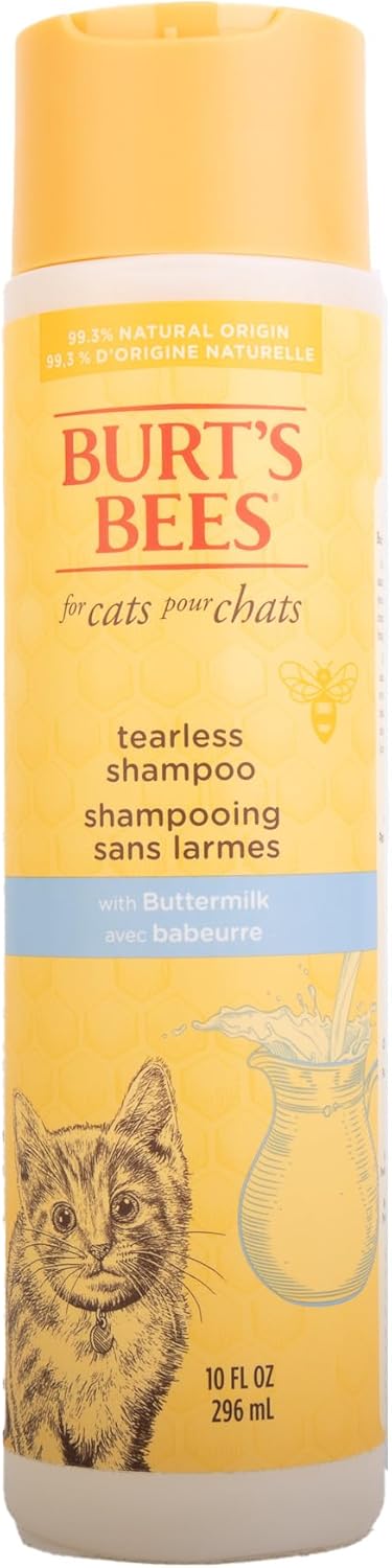 Burt’s Bees for Pets Naturally Derived Kitten Tearless Shampoo with Buttermilk, Cat Shampoo, Kitten Shampoo for Cats – Cat Grooming Supplies, Cat Bath Supplies, 10 Fl Oz