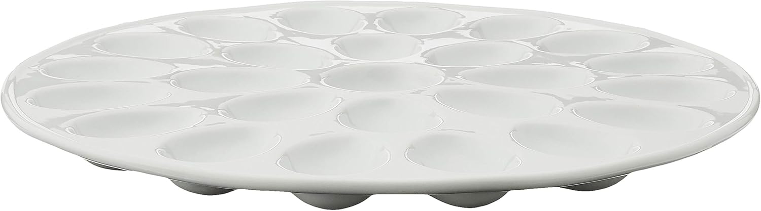 HIC Kitchen Deviled Egg Dish, Fine White Porcelain, 9-Inch