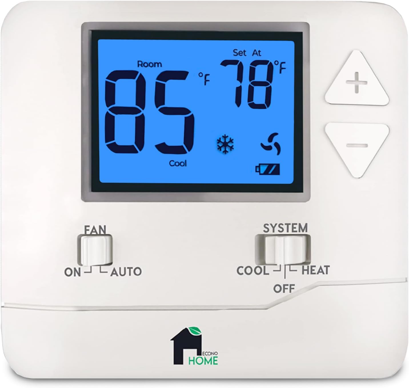 EconoHome Non-Programmable Thermostat for Home – Heat & Cooling Temperature Control – Easy to Install – Digital Thermostat for AC, Central Gas, Oil, Electric Furnaces, Single Stage Systems