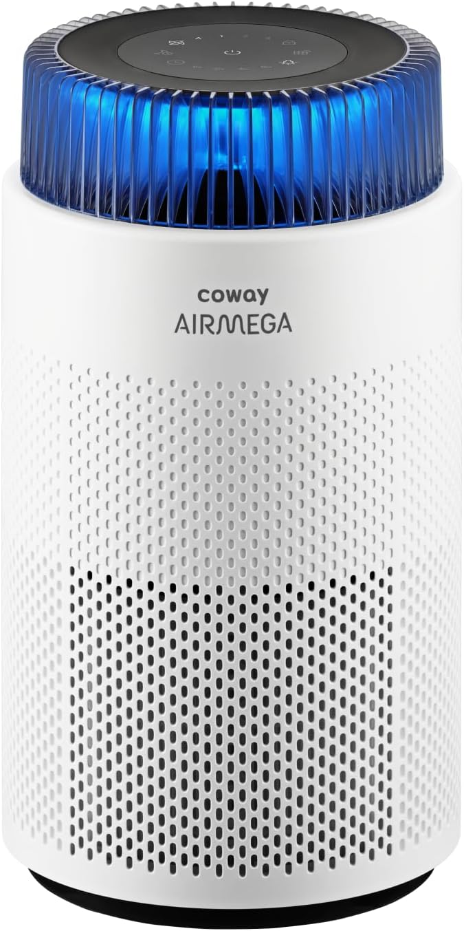 COWAY Air Purifiers for Bedroom Home up to 810 ft², True HEPA Filter for Smoke, Allergies, Pet Dander, Odor, AQI Monitor, Auto&Sleep Mode, Timer, Filter Indicator, Night Light, 3yr Warranty, 100 White