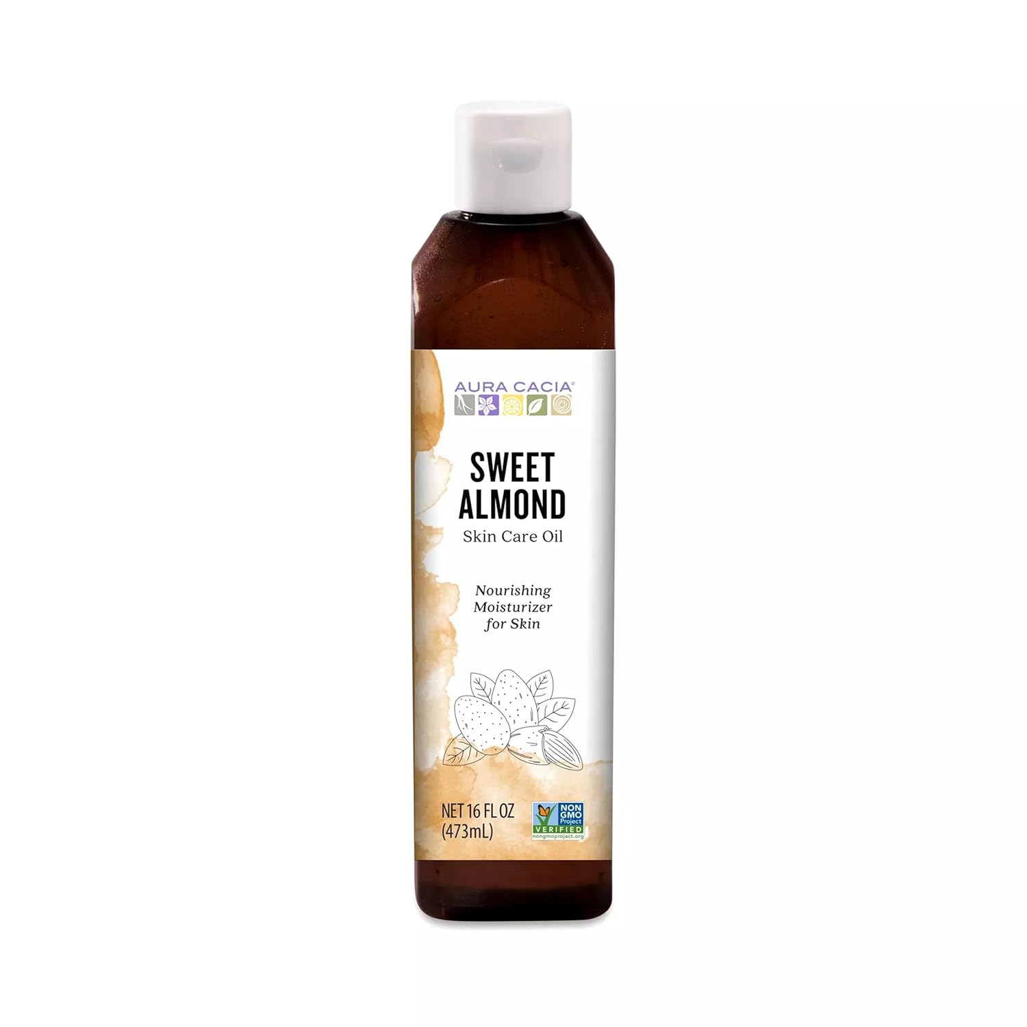 Aura Cacia Sweet Almond Skin Care Oil, 16-Ounce, Natural Source of Skin-Nourishing Fatty Acids & Lipids, No Paraben