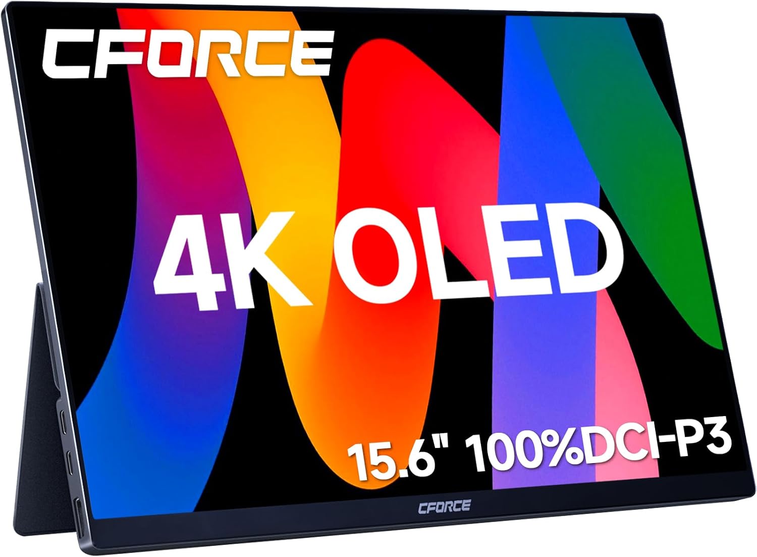 c-force 4K OLED Portable Monitor 15.6” 100% DCI-P3 USB C HDMI Computer Display HDR Gaming Monitor Speakers Ultra Slim & Eye Care Travel External for Laptop Mac PC Phone PS5 Xbox Switch